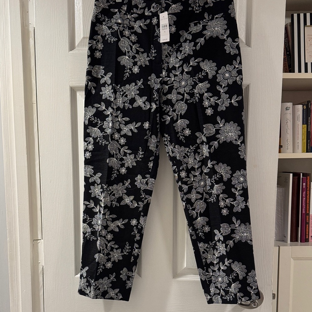 Ann Taylor Black and White Floral Trousers